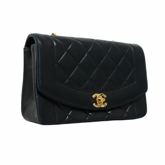 Chanel Shoulder Bag Matelasse Chain Diana Lambskin Black Women's - Picture 2 of 12